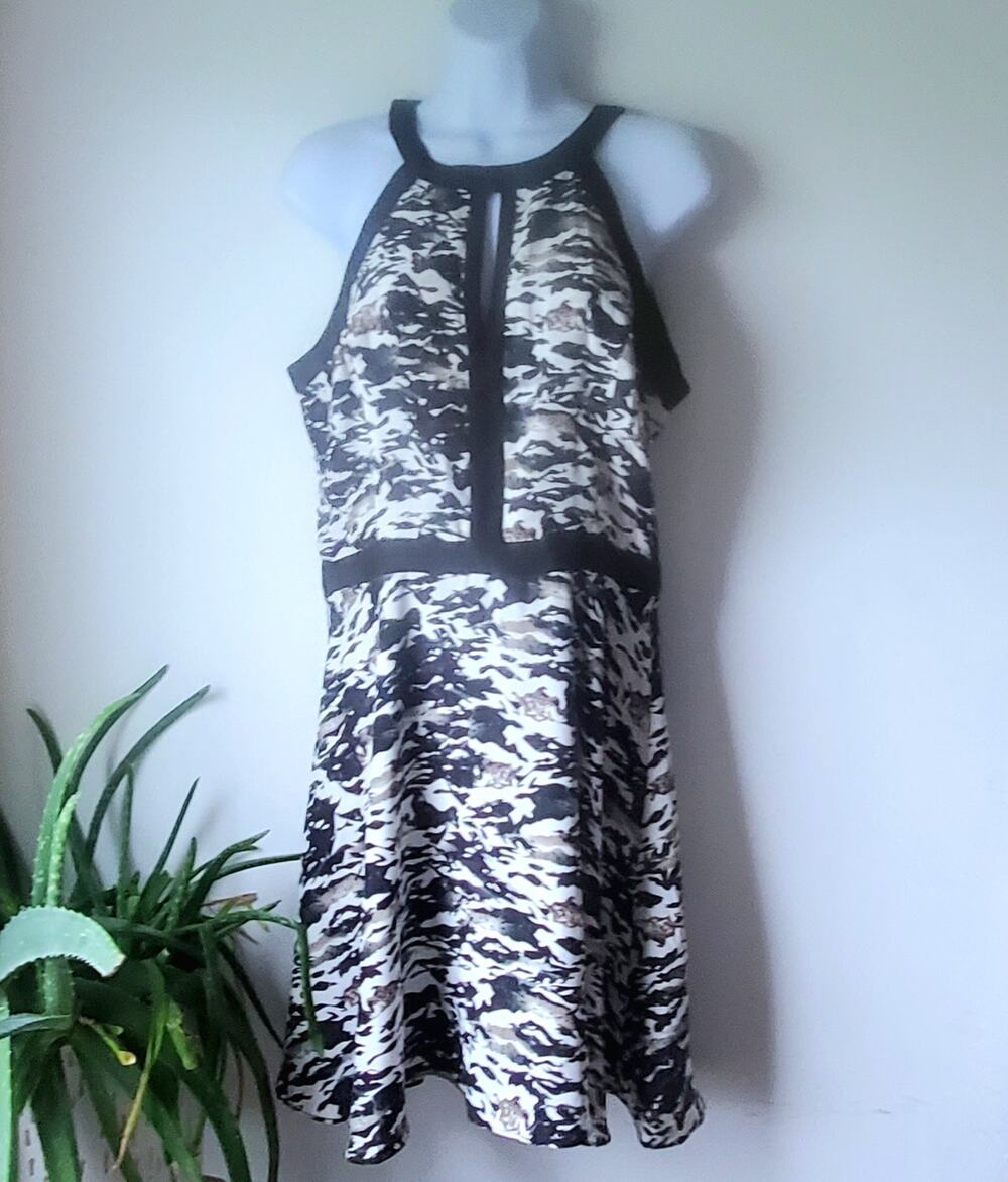 Parker Gray Black Multi Color Camo Silk Mini Dress Size 10 Hunter Fall Festival